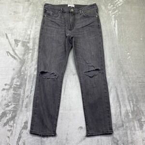 AGOLDE Sophie High Rise Raw Hem Crop‎ Denim Straight Distressed Grey Sz 30